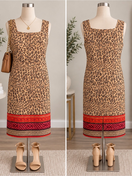 Dresses & Skirts - Sag Harbor Leopard Animal Print Sleeveless Shift Dress Size 10